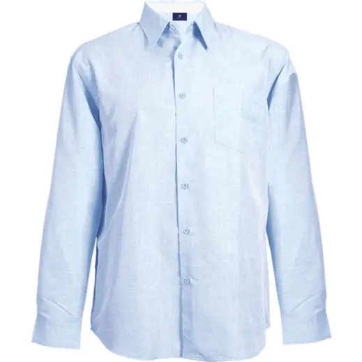 Mens Berlin Lounge Shirt Long Sleeve Sky Melange-White